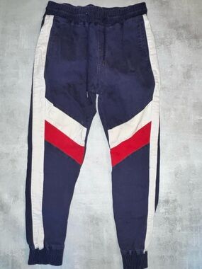D&T navy blue colorblock track pants / joggers